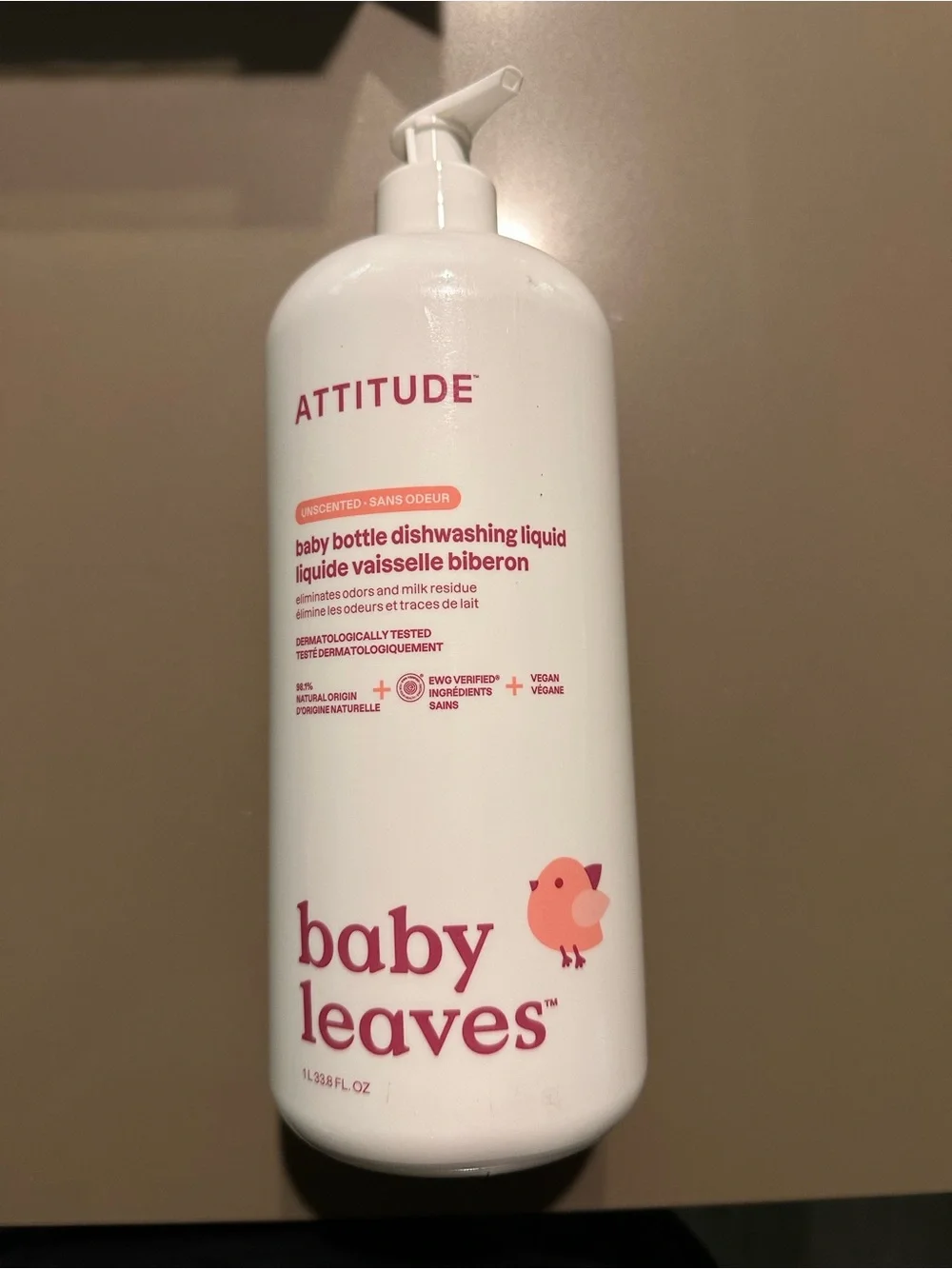Baby Leaves Baby Bottle Dishwashing Liquid - White with Pink Accents